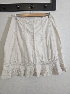 Halogen Boho Cream Lace Trim A-Line Skirt